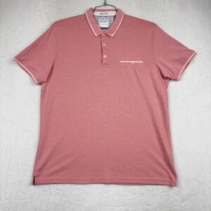Denim & Flower Ricky Singh Mens XL Pink Short Sleeve Tipped Polo Shirt CA6-30